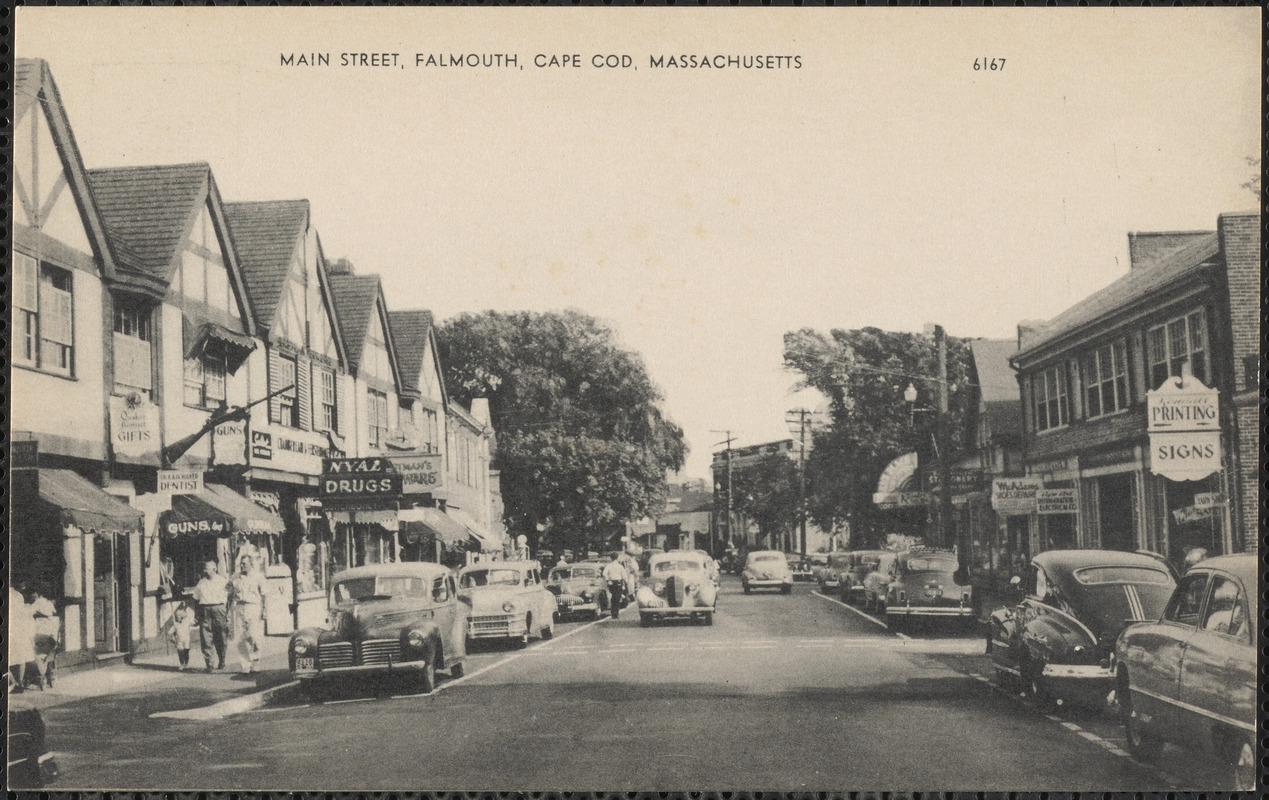Histpric postcard image of Falmouth's Main Street